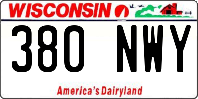 WI license plate 380NWY