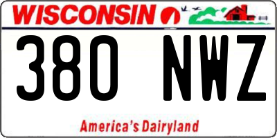 WI license plate 380NWZ
