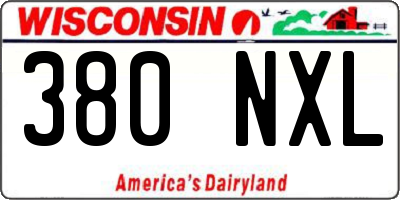 WI license plate 380NXL