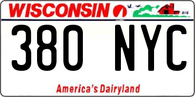 WI license plate 380NYC