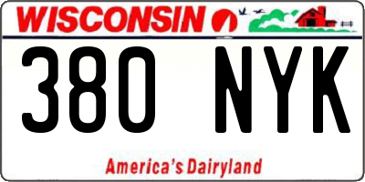 WI license plate 380NYK