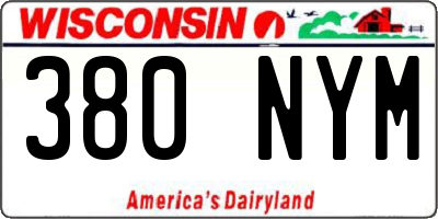 WI license plate 380NYM
