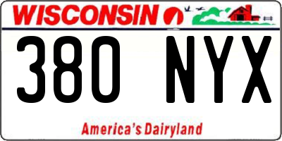 WI license plate 380NYX