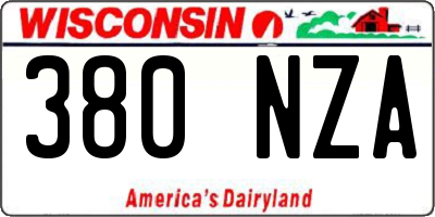 WI license plate 380NZA
