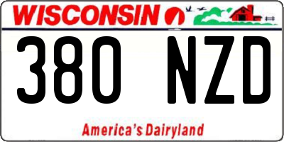 WI license plate 380NZD