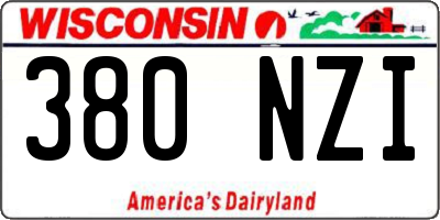 WI license plate 380NZI