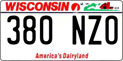 WI license plate 380NZO
