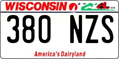 WI license plate 380NZS