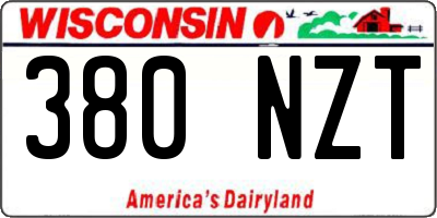 WI license plate 380NZT