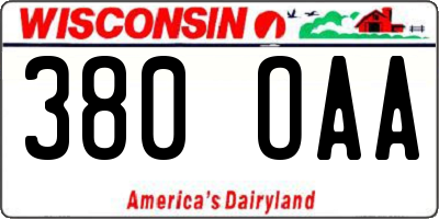 WI license plate 380OAA