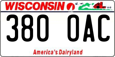 WI license plate 380OAC