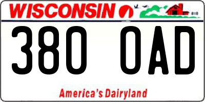 WI license plate 380OAD