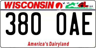 WI license plate 380OAE