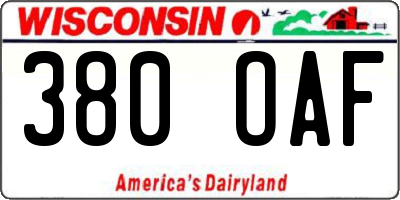 WI license plate 380OAF