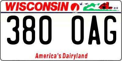 WI license plate 380OAG