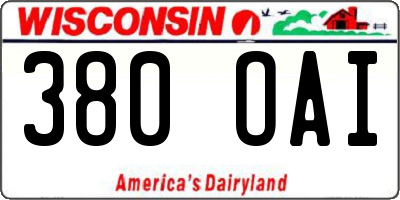 WI license plate 380OAI