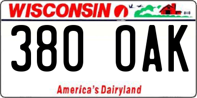 WI license plate 380OAK
