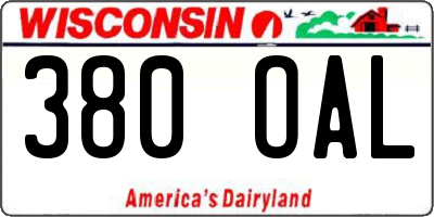 WI license plate 380OAL