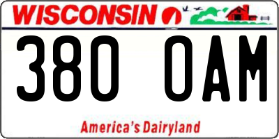 WI license plate 380OAM