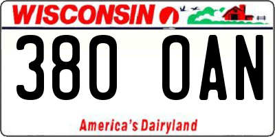 WI license plate 380OAN