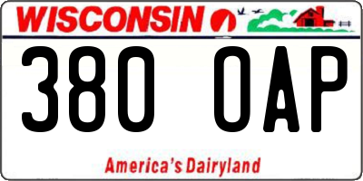 WI license plate 380OAP