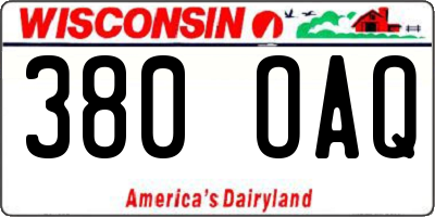 WI license plate 380OAQ