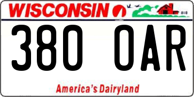 WI license plate 380OAR