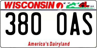 WI license plate 380OAS