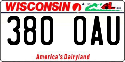 WI license plate 380OAU