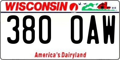 WI license plate 380OAW