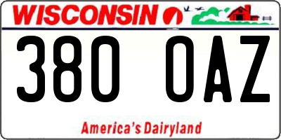 WI license plate 380OAZ