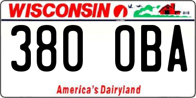 WI license plate 380OBA