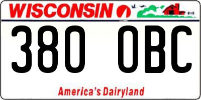 WI license plate 380OBC