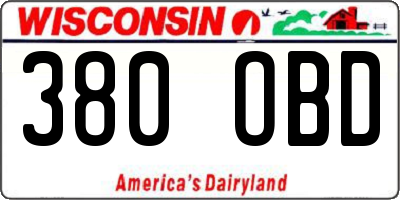 WI license plate 380OBD