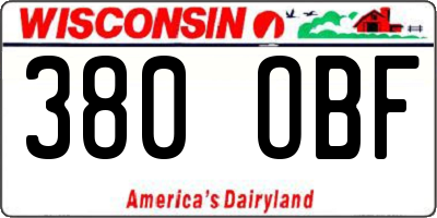 WI license plate 380OBF