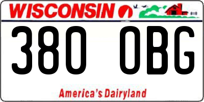WI license plate 380OBG