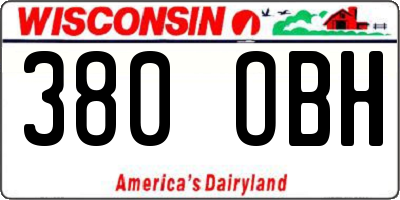 WI license plate 380OBH