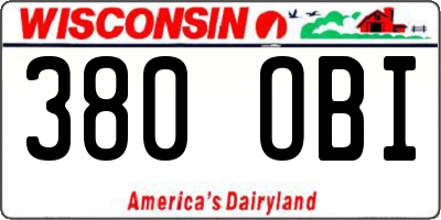 WI license plate 380OBI