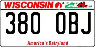 WI license plate 380OBJ