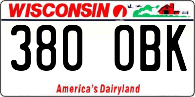 WI license plate 380OBK