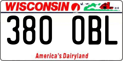 WI license plate 380OBL