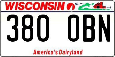 WI license plate 380OBN