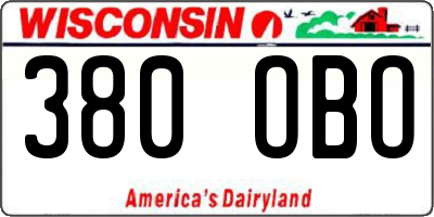WI license plate 380OBO