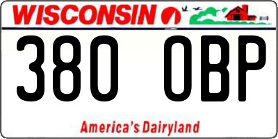 WI license plate 380OBP