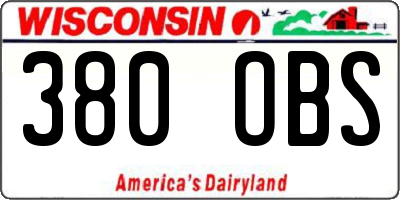 WI license plate 380OBS