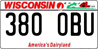 WI license plate 380OBU