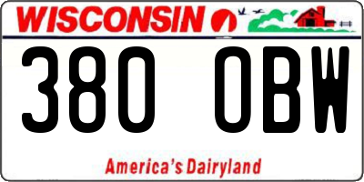 WI license plate 380OBW