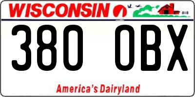 WI license plate 380OBX