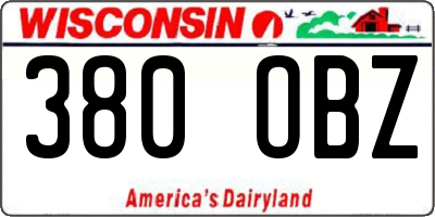 WI license plate 380OBZ