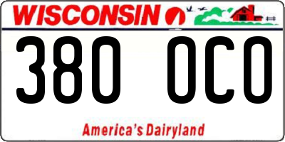 WI license plate 380OCO
